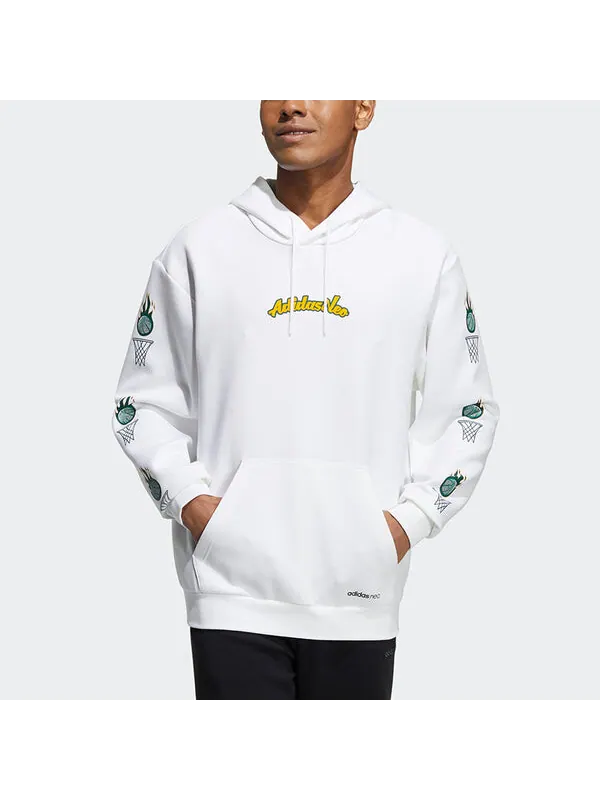 Толстовка adidas neo Basketball Printing Loose Sports White — изображение 3 из 4, белый