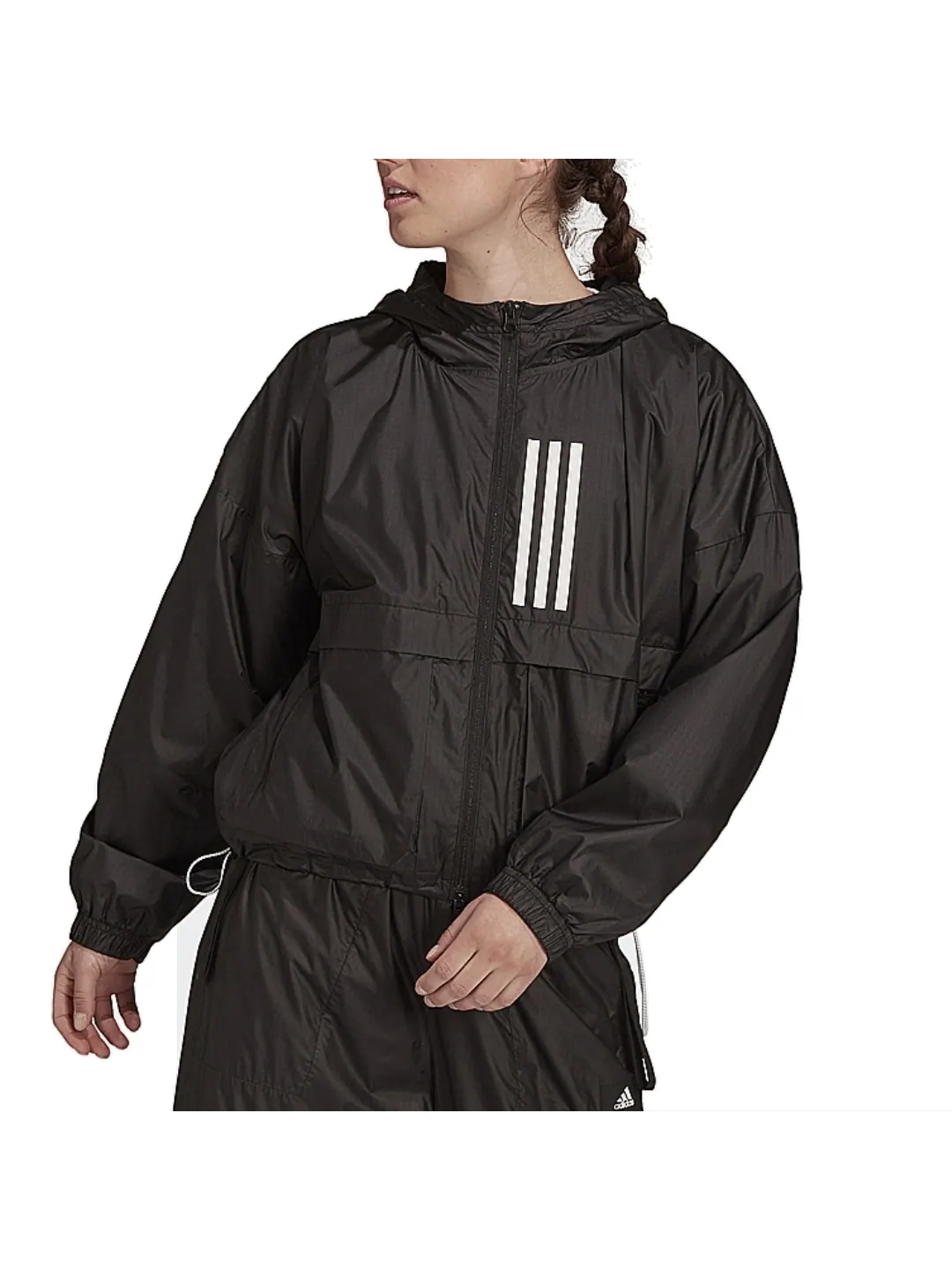 (WMNS) Спортивная куртка Adidas WND.RDY 'Черно-белая' — изображение 2 из 3, черный/белый