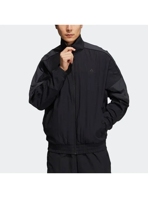 Куртка adidas M Si Wov Jkt Logo Alphabet Stand Collar Jacket Black — изображение 2 из 4, черный