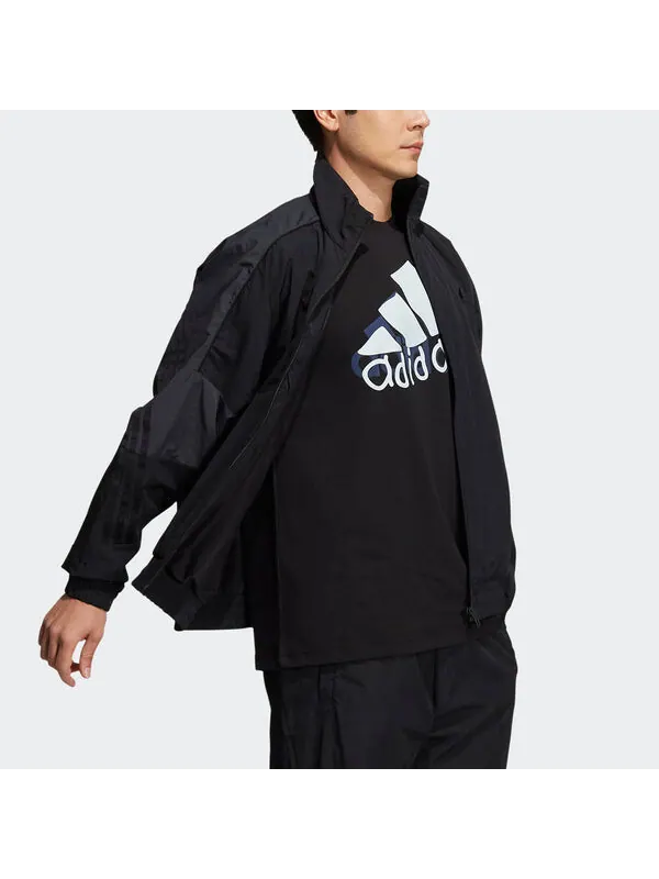 Куртка adidas M Si Wov Jkt Logo Alphabet Stand Collar Jacket Black — изображение 4 из 4, черный
