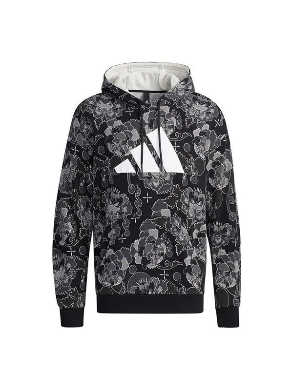 Толстовка adidas Aop Hoody Printing Casual Sports Pullover Black — изображение 1 из 4, черный