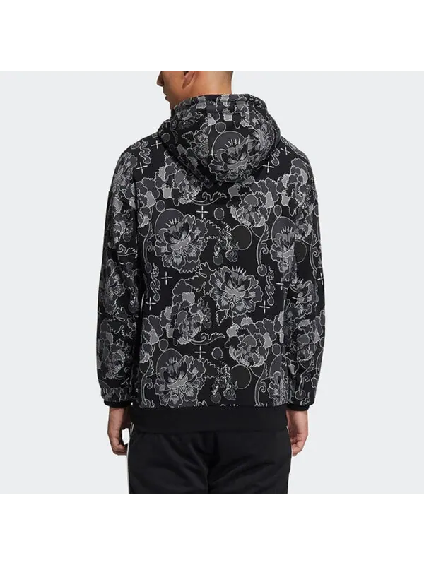 Толстовка adidas Aop Hoody Printing Casual Sports Pullover Black — изображение 3 из 4, черный