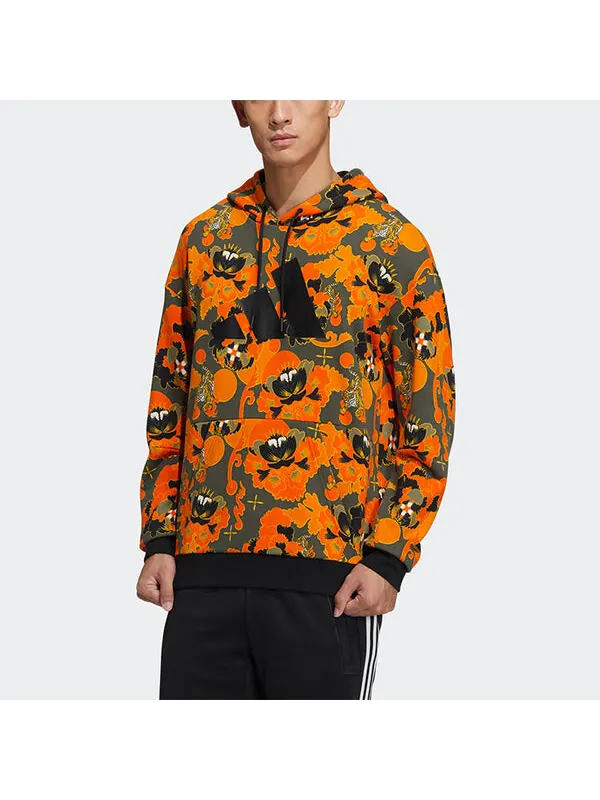 Толстовка adidas Aop Hoody Printing Casual Sports Pullover Orange Yellow — изображение 2 из 4, желтый