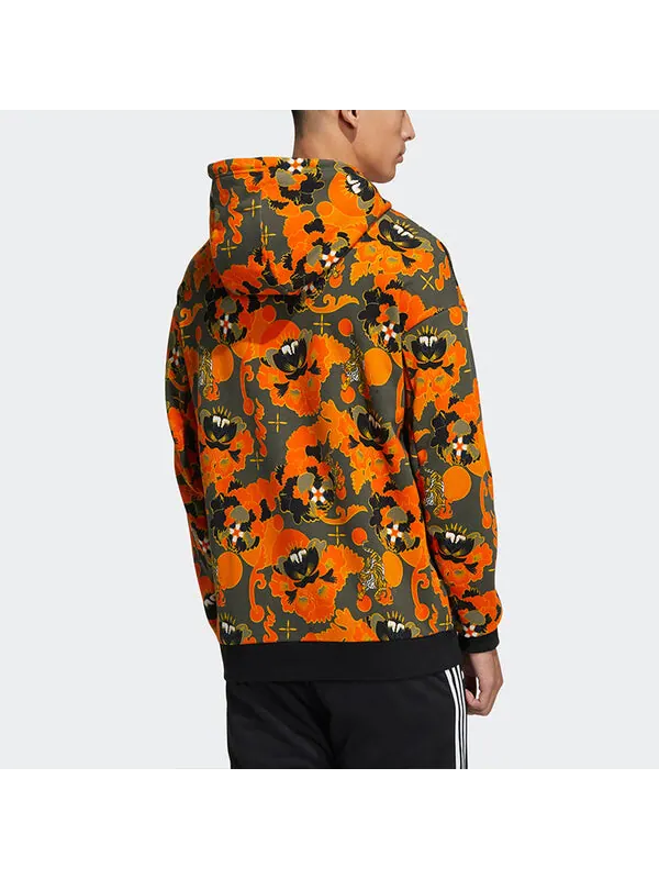 Толстовка adidas Aop Hoody Printing Casual Sports Pullover Orange Yellow — изображение 3 из 4, желтый