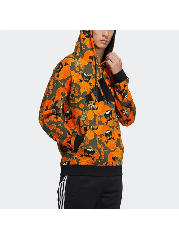 Толстовка adidas Aop Hoody Printing Casual Sports Pullover Orange Yellow — изображение 4 из 4, желтый