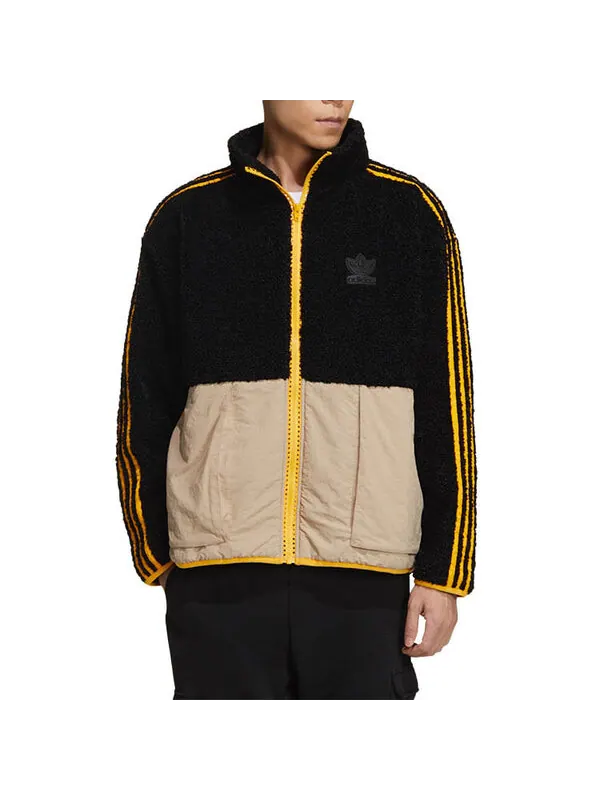 Куртка originals sherpa jacket casual lamb's wool black Adidas — изображение 3 из 4, черный