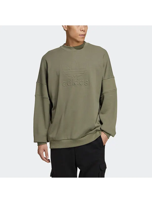 Толстовка adidas originals Embossed Crew Sports Vests For Men Ruins Green — изображение 3 из 4, зеленый