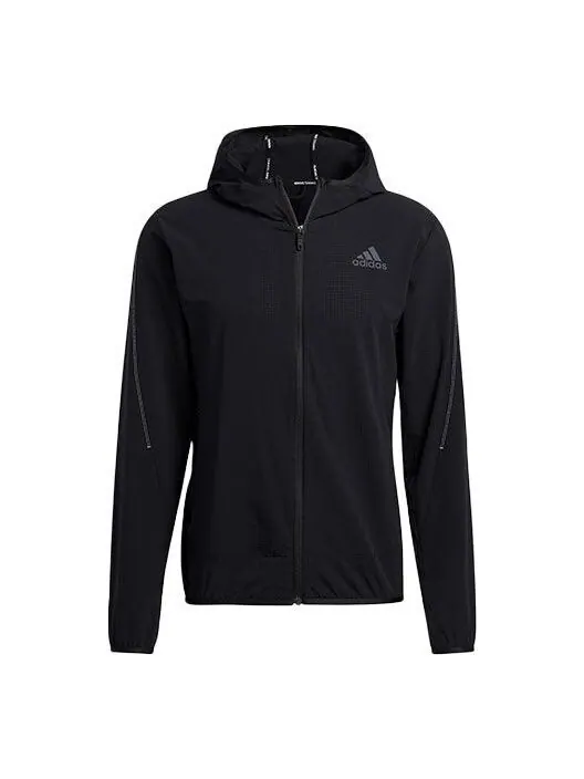 Куртка облегающая сухая спортивная куртка с капюшоном Adidas — изображение 1 из 4, черный