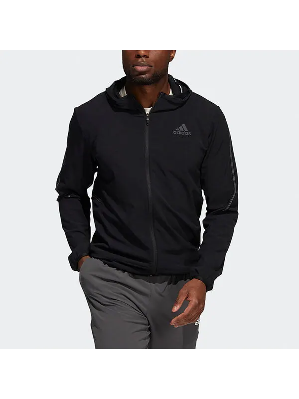 Куртка облегающая сухая спортивная куртка с капюшоном Adidas — изображение 2 из 4, черный