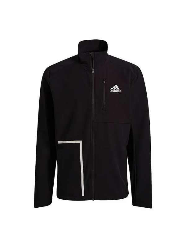 Куртка adidas Own The Run Jkt Training Sports Stand Collar Logo Jacket Black — изображение 1 из 4, черный