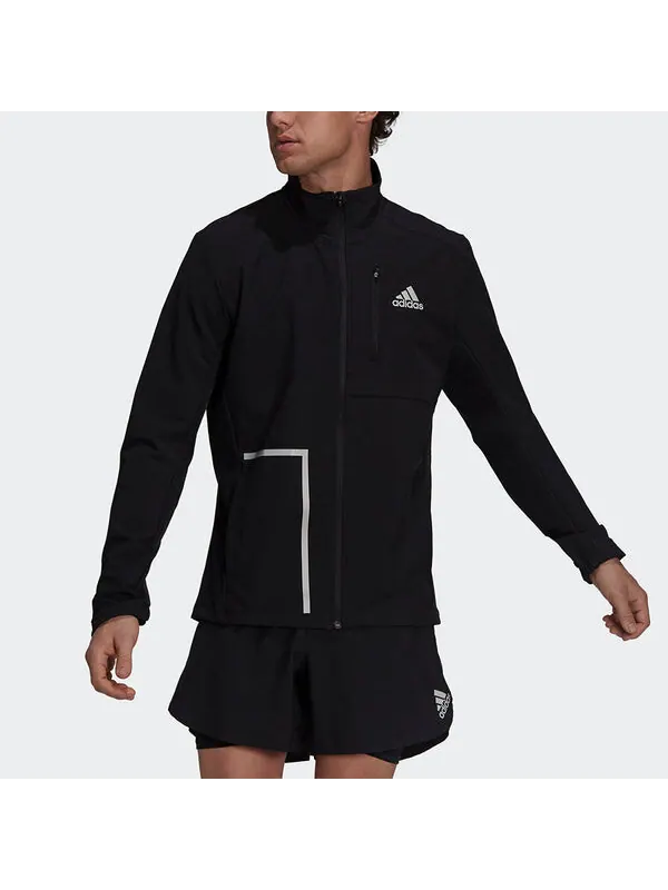 Куртка adidas Own The Run Jkt Training Sports Stand Collar Logo Jacket Black — изображение 2 из 4, черный