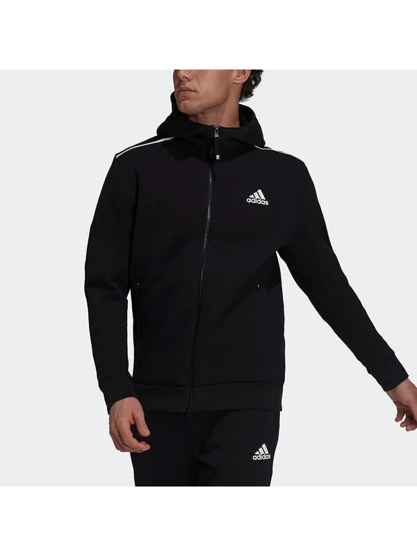 Куртка adidas M Zne Hood Logo Printing Sports Hooded Jacket Black — изображение 2 из 4, черный