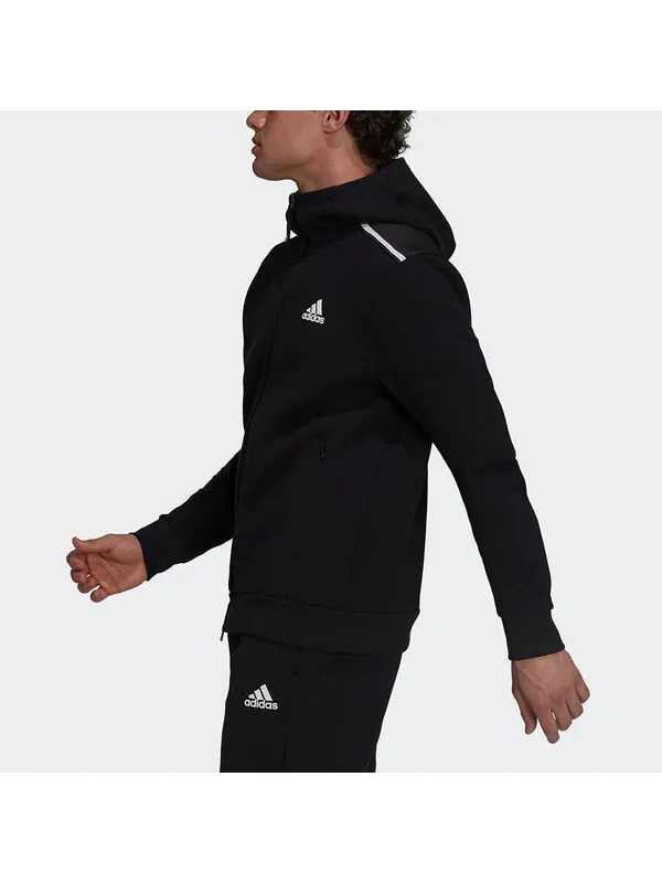 Куртка adidas M Zne Hood Logo Printing Sports Hooded Jacket Black — изображение 3 из 4, черный