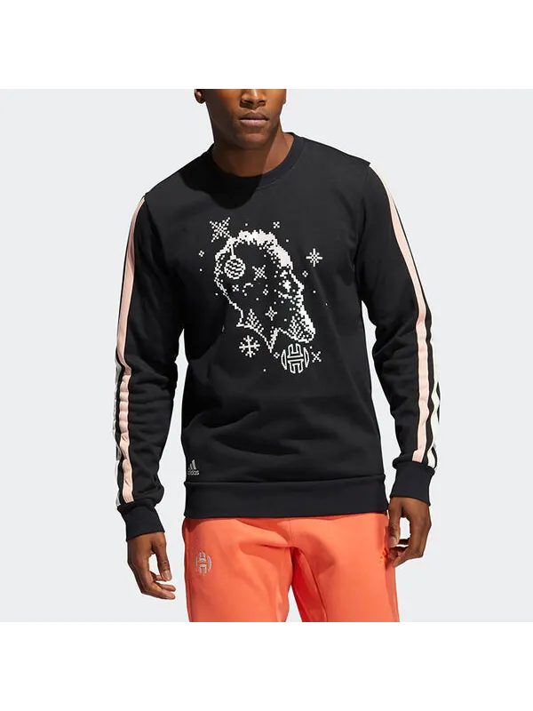 Толстовка adidas Decorate Cr Basketball Casual Sports Stripe Round Neck Black — изображение 3 из 4, черный