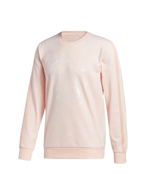 Толстовка Adidas Decorate Cr Basketball Casual Sports Stripe Round Neck Pink — изображение 1 из 4, розовый