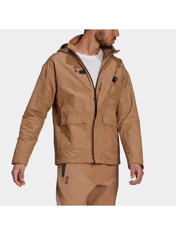 Куртка adidas Wj Jkt Warm Solid Color Casual Sports Hooded Jacket Yellow — изображение 3 из 3, желтый