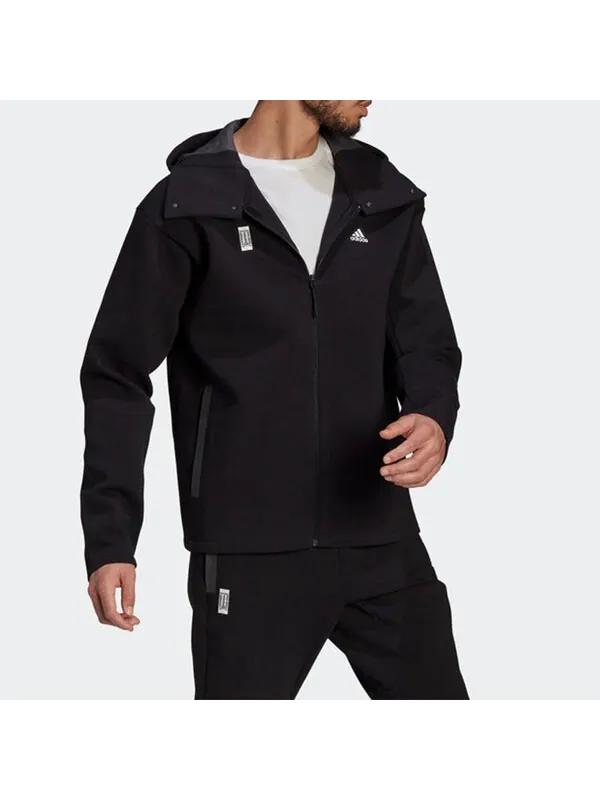 Куртка adidas Wj Jkt Warm Casual Sports Hooded Jacket Black — изображение 3 из 4, черный