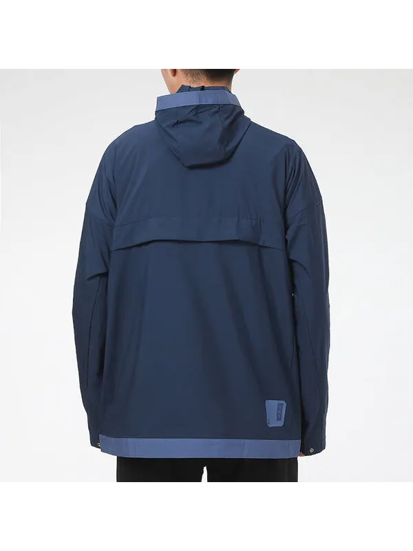 Куртка adidas Wj Wb Series Sports Windproof Hooded Jacket Navy Blue — изображение 4 из 4, синий
