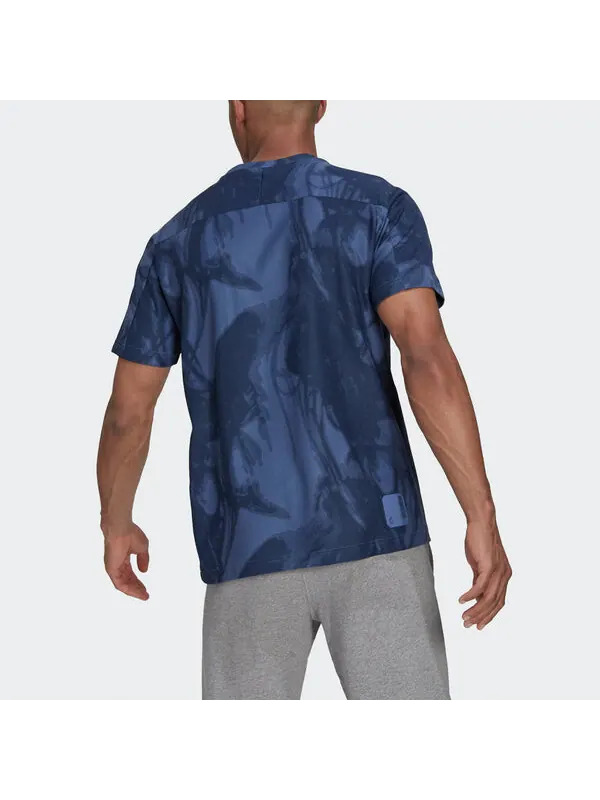 Футболка wj top series sports свободные с принтом круглый вырез короткий рукав Adidas — изображение 4 из 4, синий