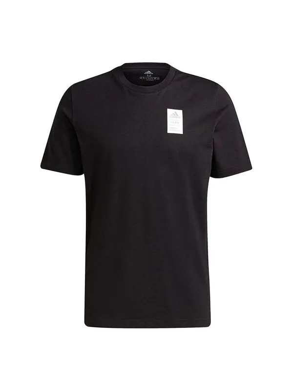 Футболка 3bar logo tee 2 casual sports alphabet printing short sleeve black Adidas — изображение 1 из 4, черный