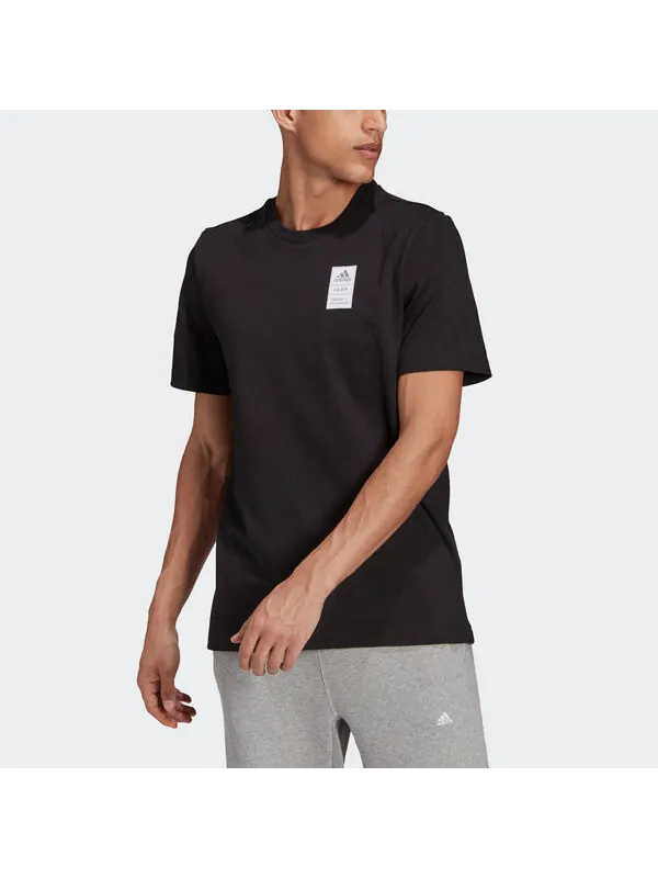 Футболка 3bar logo tee 2 casual sports alphabet printing short sleeve black Adidas — изображение 2 из 4, черный