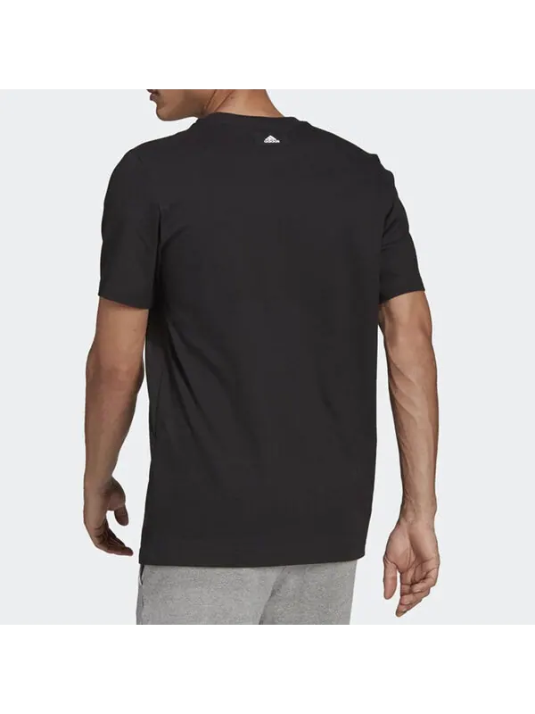 Футболка 3bar logo tee logo printing sports round neck short sleeve black Adidas — изображение 3 из 3, черный