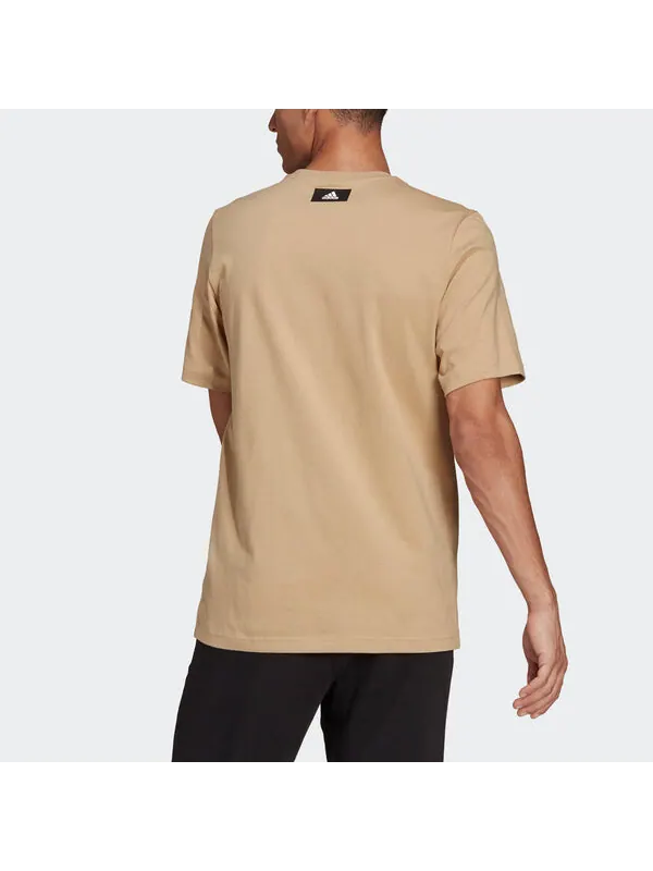 Футболка 3bar logo tee logo printing sports round neck short sleeve khaki Adidas — изображение 3 из 4, хаки