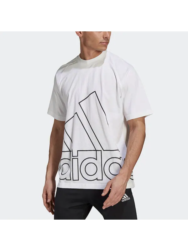 Футболка u big logo t sports stylish printing round neck short sleeve white Adidas — изображение 2 из 4, белый
