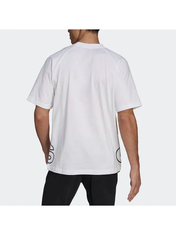 Футболка u big logo t sports stylish printing round neck short sleeve white Adidas — изображение 3 из 4, белый