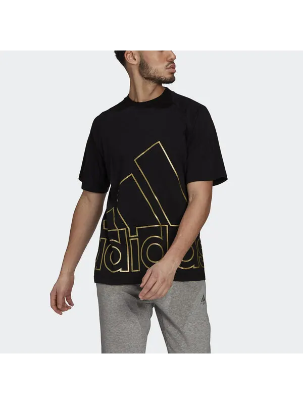Футболка u big logo t sports stylish printing round neck short sleeve black Adidas — изображение 3 из 4, черный