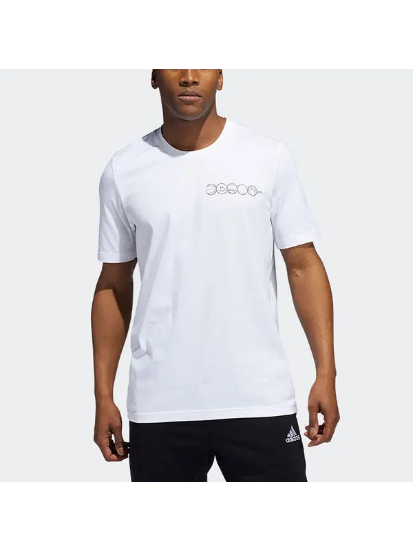 Футболка beijing tee cartoon printing basketball casual sports short sleeve white Adidas — изображение 2 из 4, белый
