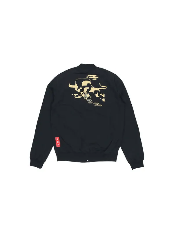 Куртка adidas Mufc Cny Bomber Series Soccer/Football Sports Printing aviator Jacket Black — изображение 2 из 4, черный
