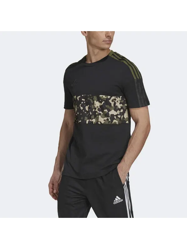 Футболка tiro tee aop повседневные спортивные футбольные с коротким рукавом Adidas — изображение 2 из 4, черный