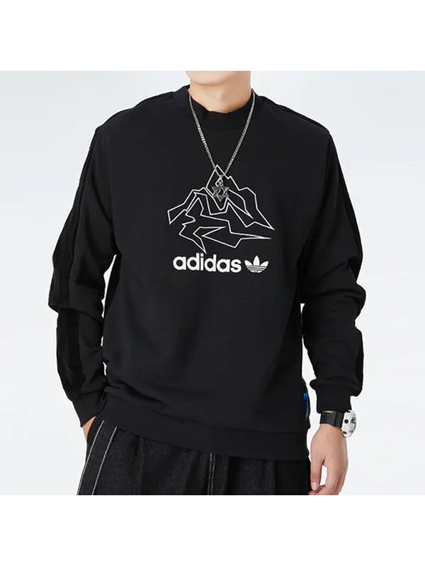 Толстовка originals adv crew logo printing casual round neck pullover sports black Adidas — изображение 3 из 4, черный