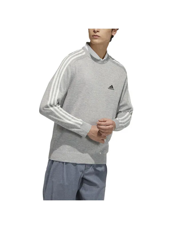 Свитер 3 полоски длинный рукав круглый вырез свитер Adidas — изображение 4 из 4, серый/белый