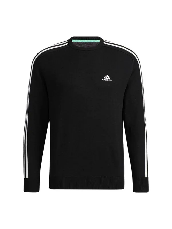 Футболка с 3 полосками, длинный рукав, круглый вырез, свитер Adidas — изображение 1 из 3, черный/белый