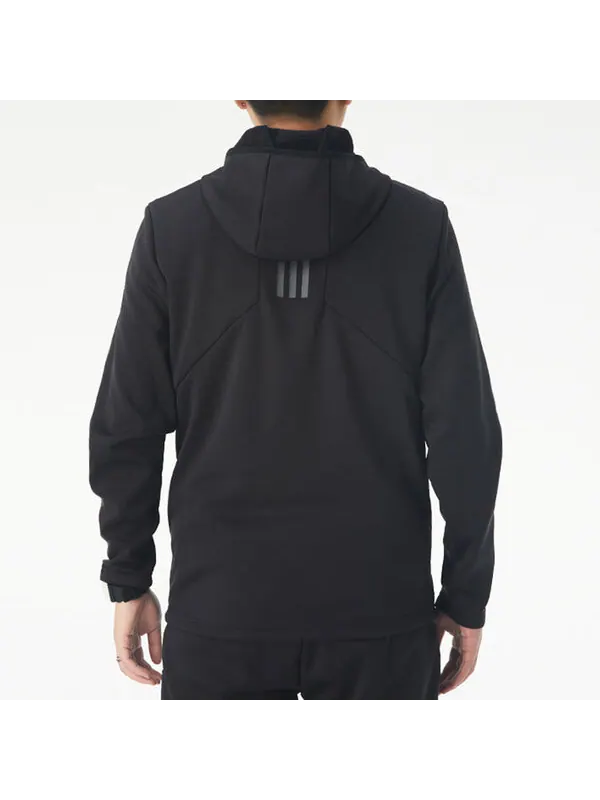 Куртка adidas Perfom Fl Jkt logo Printing Fleece Stay Warm Woven Sports Hooded Jacket Black — изображение 4 из 4, черный