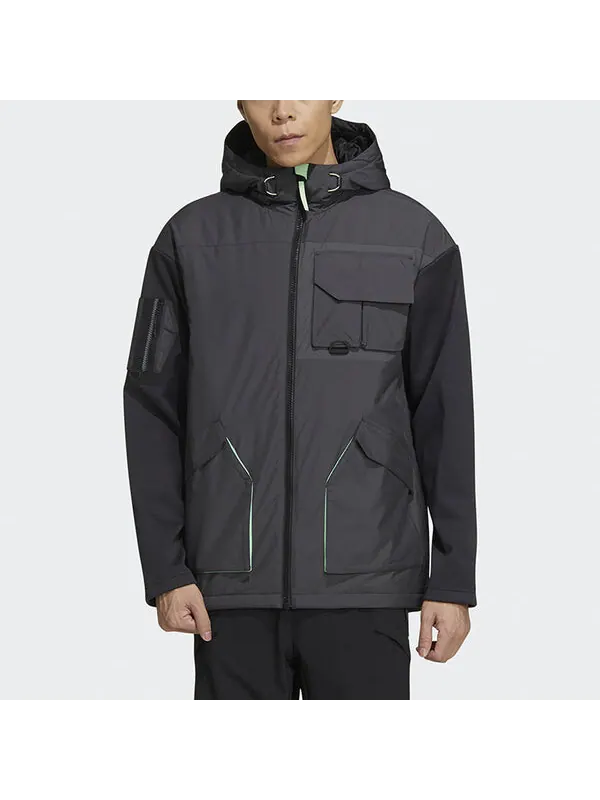 Куртка urban pad jkt outdoor sport reflective jacket men black Adidas — изображение 3 из 4, черный