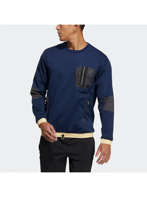 Толстовка adidas Urban Cr Sweat Outdoor Sports Round Neck Pullover Navy Blue — изображение 2 из 4, синий