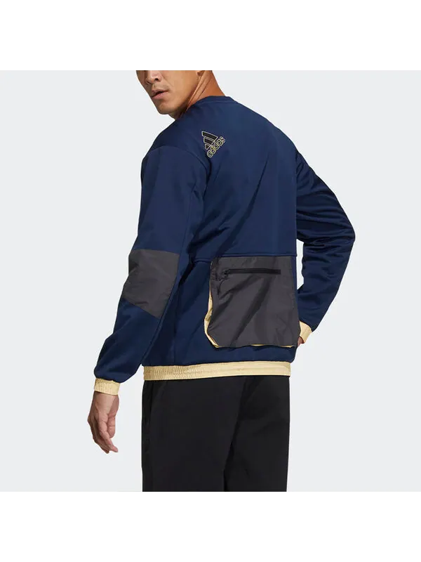 Толстовка adidas Urban Cr Sweat Outdoor Sports Round Neck Pullover Navy Blue — изображение 3 из 4, синий