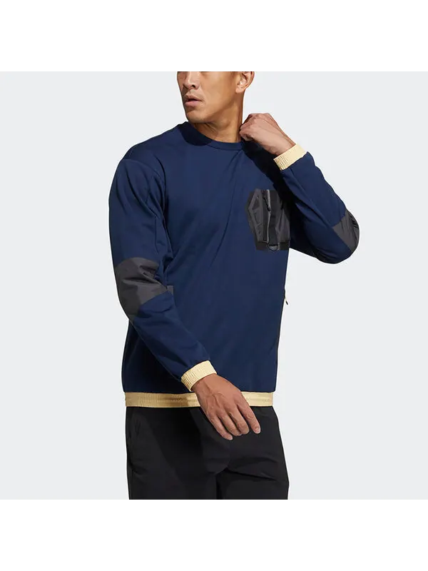 Толстовка adidas Urban Cr Sweat Outdoor Sports Round Neck Pullover Navy Blue — изображение 4 из 4, синий