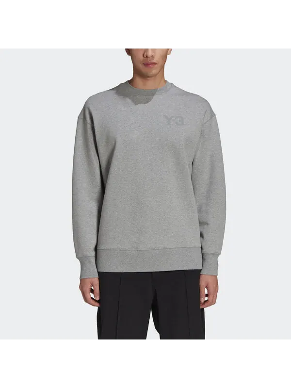 Толстовка Men's Y-3 SS21 Logo Round Neck Pullover Gray — изображение 2 из 4, серый