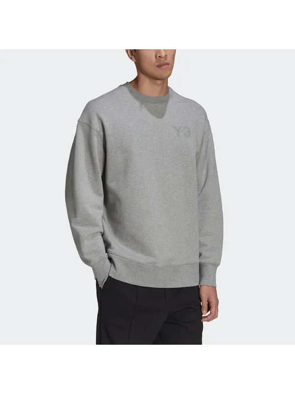 Толстовка Men's Y-3 SS21 Logo Round Neck Pullover Gray — изображение 4 из 4, серый