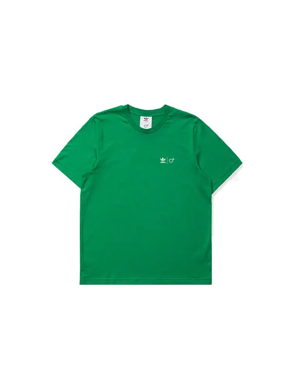 Футболка originals x human made crossover printing pattern casual sports short sleeve green Adidas — изображение 2 из 4