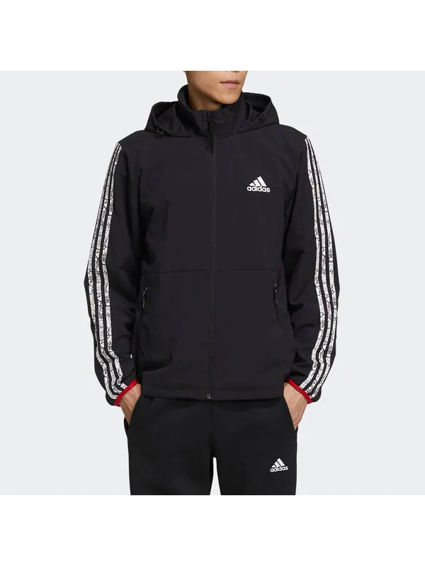 Куртка adidas VD Windbreaker Stripe Casual Sports Jacket Black — изображение 3 из 4, черный