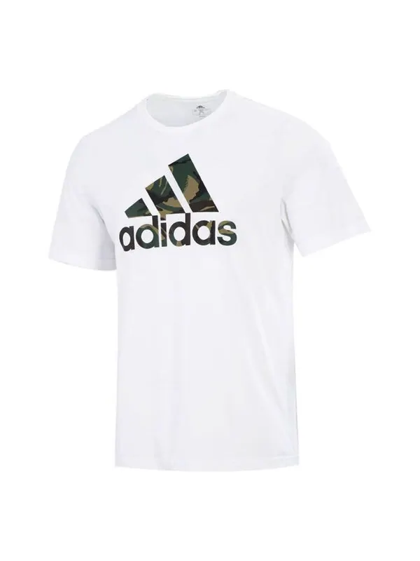 Футболка камуфляж t камуфляж логотип печать спорт короткий рукав мужчины Adidas — изображение 1 из 4, белый