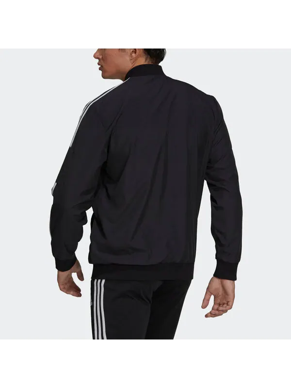 Куртка adidas M 3s Bomber Jkt Contrasting Colors Stripe Sports Logo Casual Jacket Black — изображение 3 из 4, черный