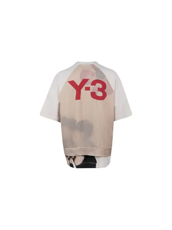Футболка men's y-3 ss21 rear logo printing round neck short sleeve creamy white t-shirt Adidas — изображение 2 из 4, белый