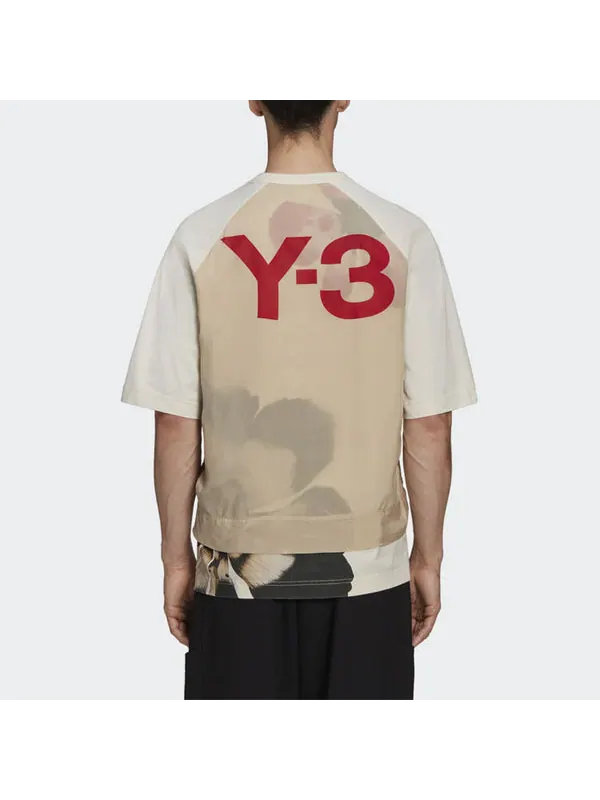 Футболка men's y-3 ss21 rear logo printing round neck short sleeve creamy white t-shirt Adidas — изображение 4 из 4, белый
