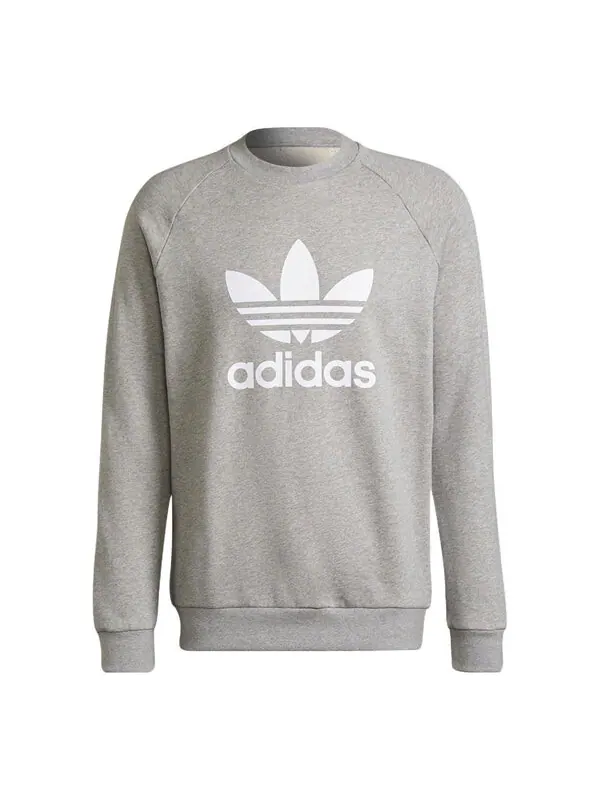 Рубашка adidas original adicolor classics trefoil crewneck sweatshirt 'Medium Grey Heather White' — изображение 1 из 4